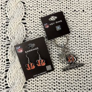 NFL Cincinnati Bengals Keychain and Earrings Bundle